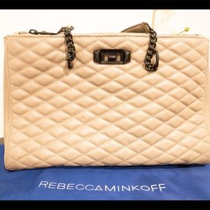 Rebecca Minkoff quilted satchel, grey taupe color
